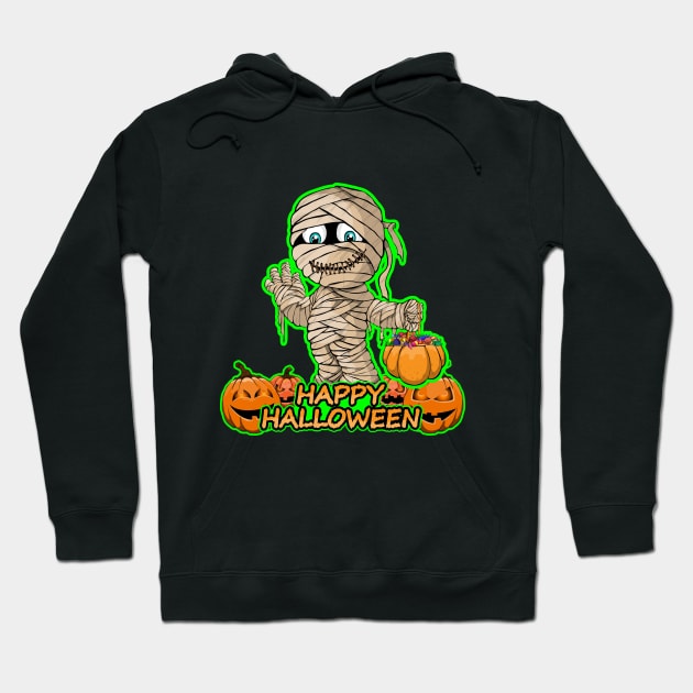 Mummy Scary and Spooky Happy Halloween Funny Graphic Hoodie by SassySoClassy